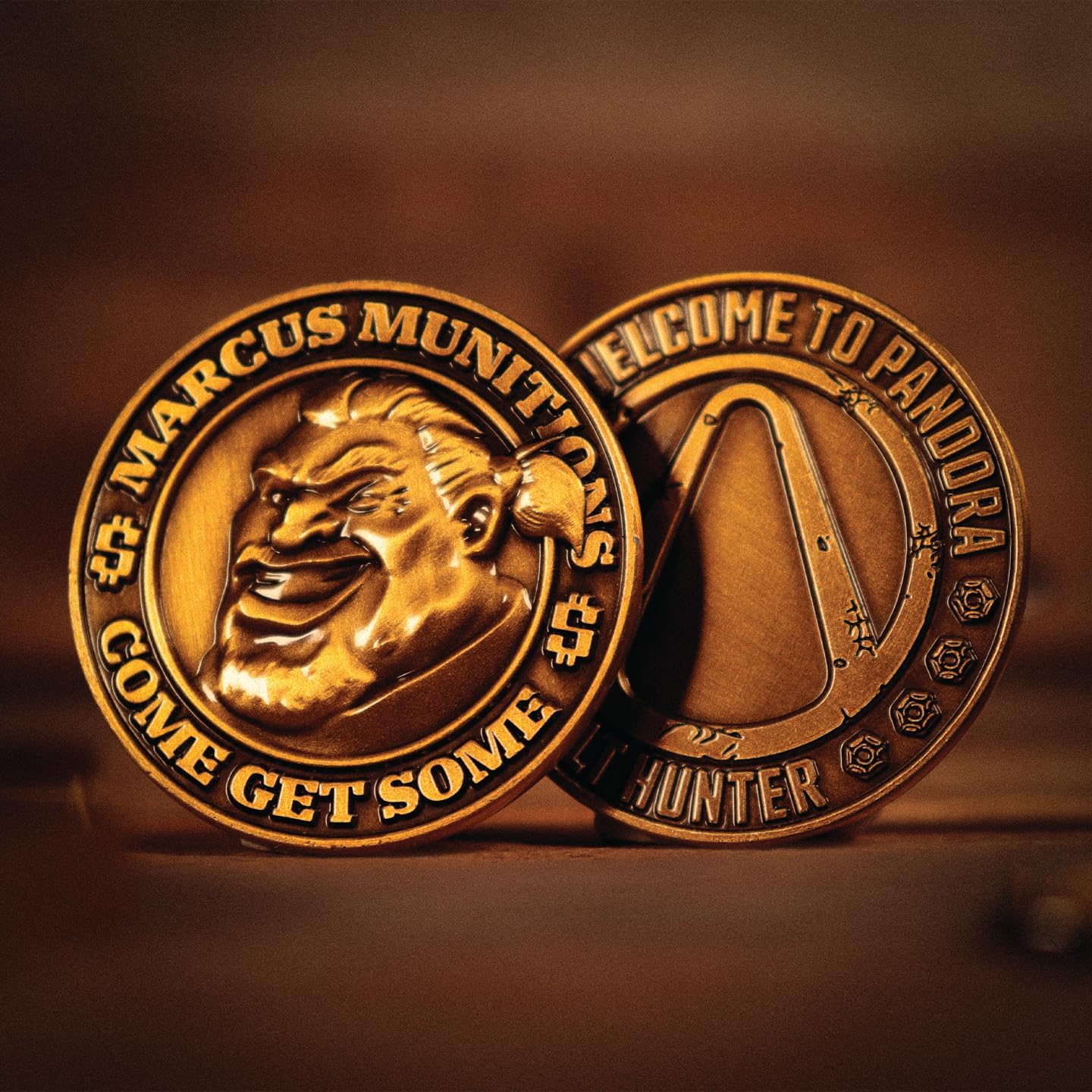 FaNaTtik Borderlands Marcus Munitions Limited Edition Coin (5000 worldwide) – Officially Licesned Collectible – Antique Gold 38mm, Individually Numbered