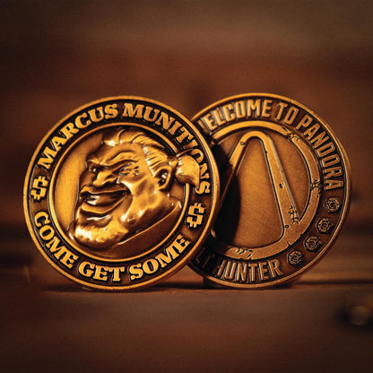 FaNaTtik Borderlands Marcus Munitions Limited Edition Coin (5000 worldwide) – Officially Licesned Collectible – Antique Gold 38mm, Individually Numbered