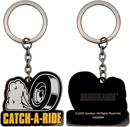 FaNaTtik Borderlands Catch‑A‑Ride Metal Keyring - Officially Licensed Limited Edition Collectible Keychain for Gamers & Fans - Individually Numbered - 42.5 x 49mm