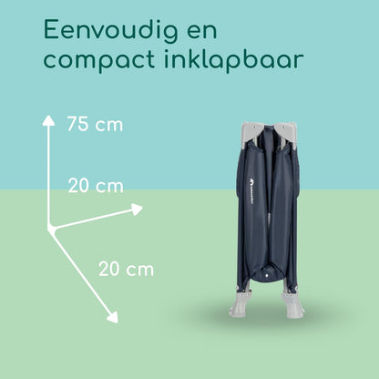 Bebeconfort Sweet Dreams, Reiswieg, 0-3 jaar (0-15 kg), Lichtgewicht babybedje geschikt voor reizen, Groot gevoerd matras, Zij-ingang met venster, Eenvoudig compact inklapbaar, Navy Blue