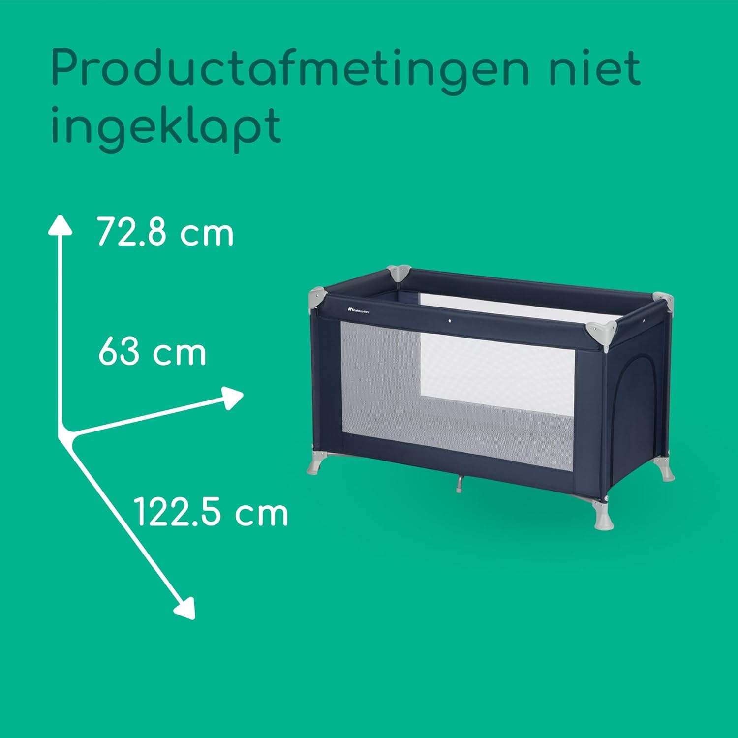 Bebeconfort Sweet Dreams, Reiswieg, 0-3 jaar (0-15 kg), Lichtgewicht babybedje geschikt voor reizen, Groot gevoerd matras, Zij-ingang met venster, Eenvoudig compact inklapbaar, Navy Blue