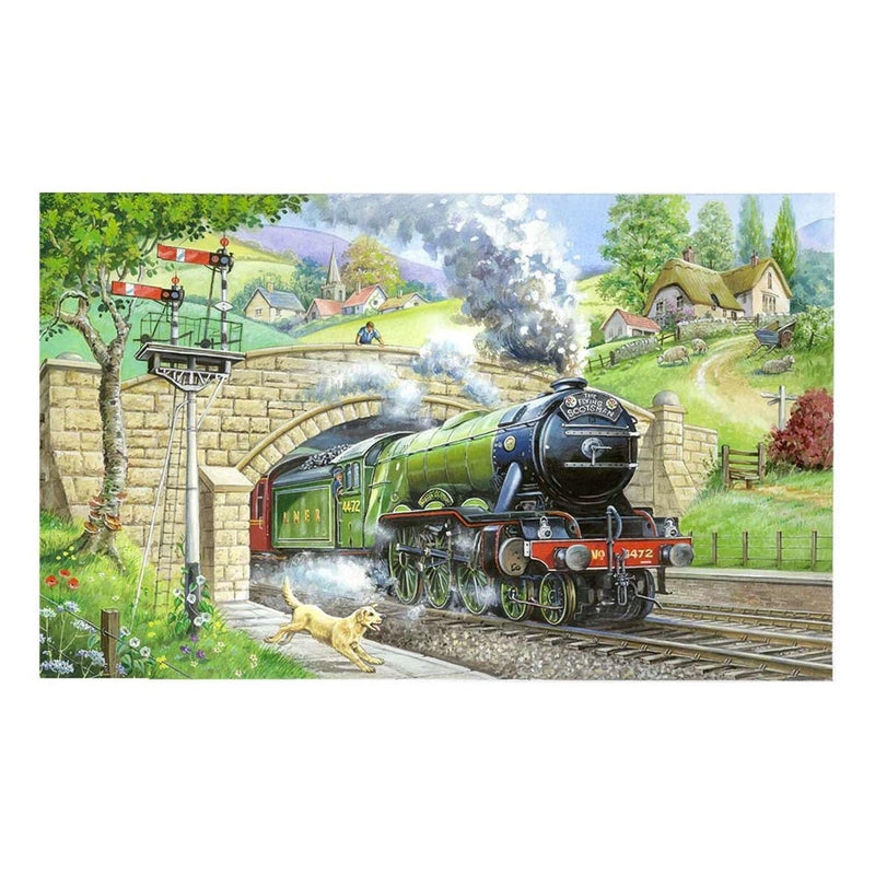The House of Puzzles - Train Spotting Jigsaw - Big 250 Piece Jigsaws For Adults & Kids, Extra Large Pieces, Artist Illustrated, Scenic Landscape, Deluxe Puzzle Gifts