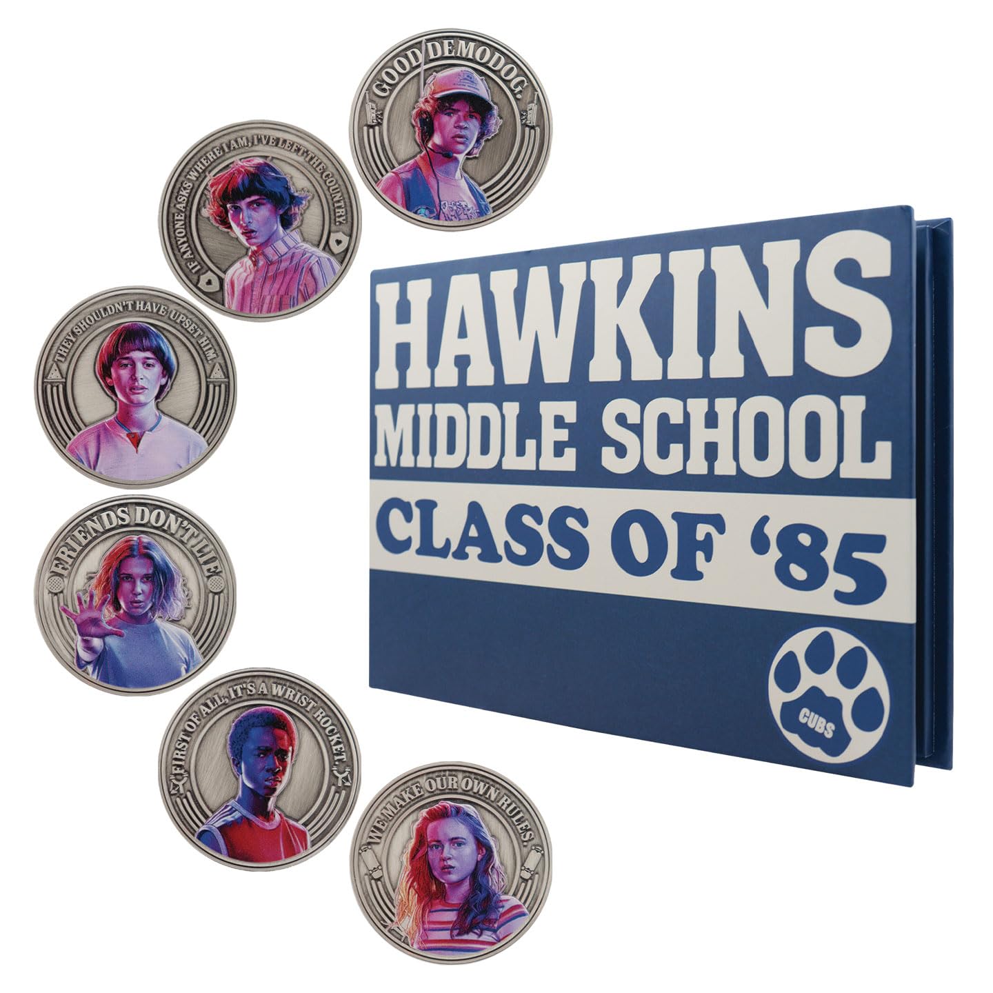 FaNaTtik Stranger Things Yearbook Collectible Coin Set – Official Limited Edition Album with 6 Unique Coins
