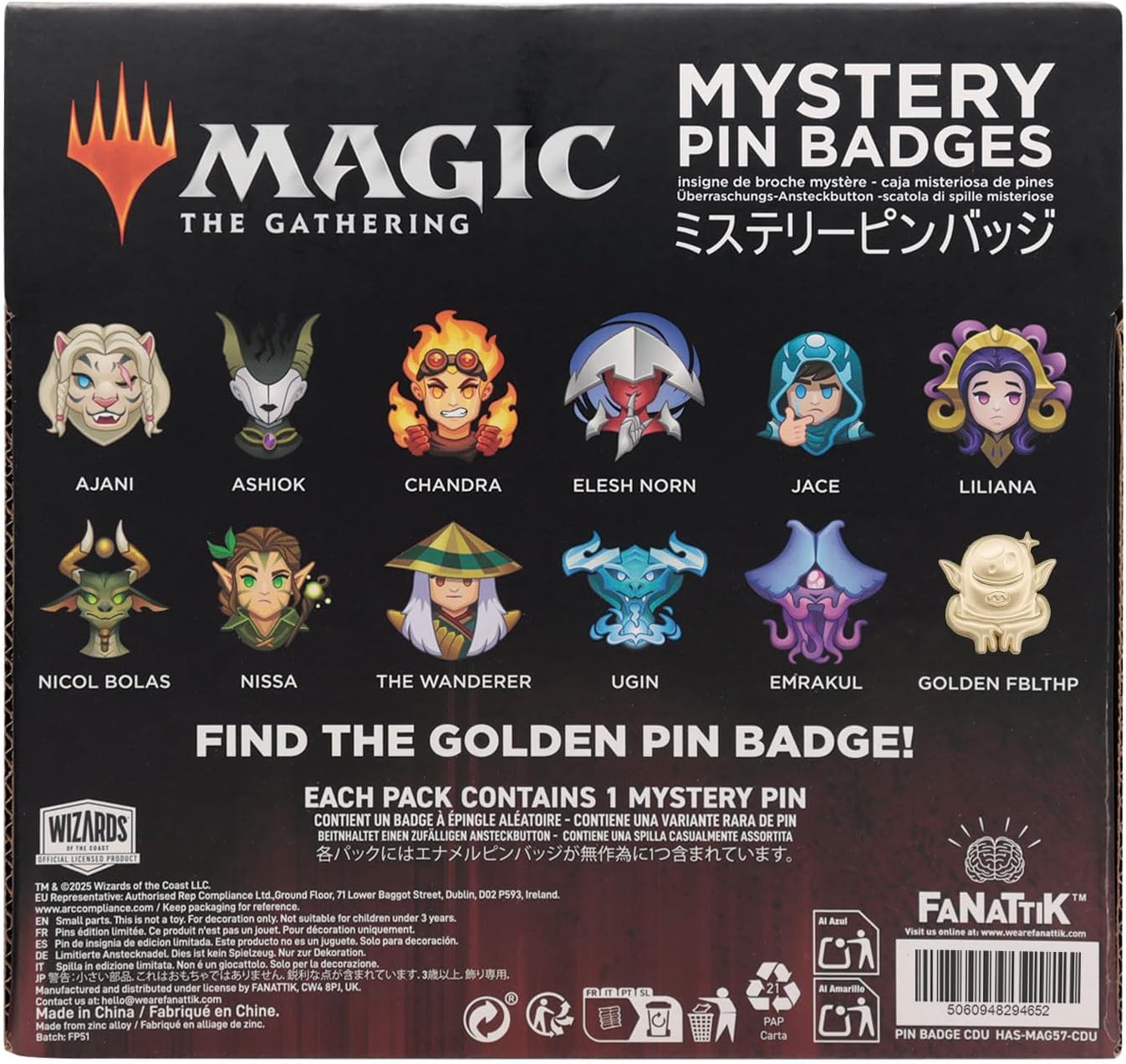 Magic: The Gathering Mystery Pins CDU Blind Boxes – Set of 12 Officially licensed Collectible Badges - Hard Enamel Metal & Includes Exclusive Gold Fblthp