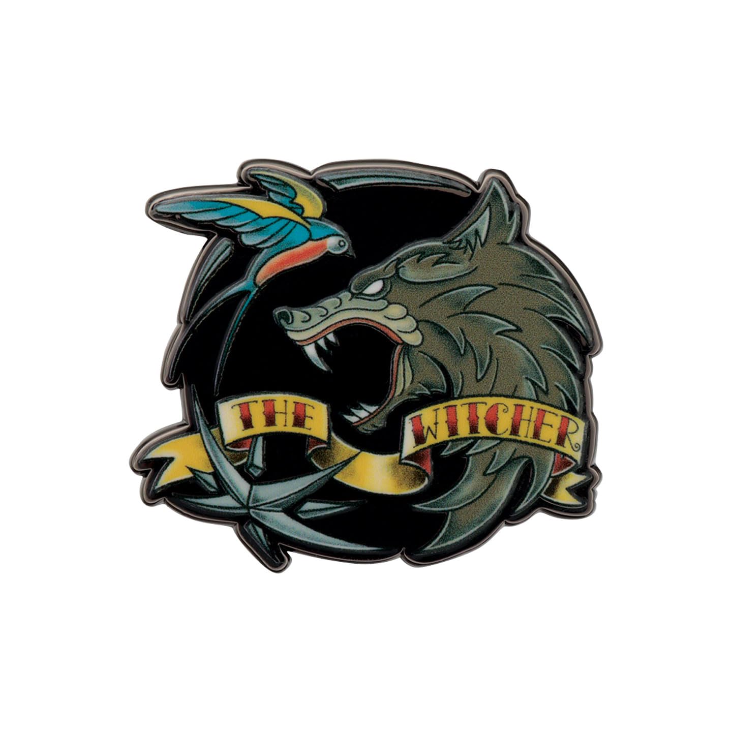 The Witcher Enamel Pin Badge – Official Limited Edition Collectible with Geralt White Wolf, Ciri Swallow & Yennefer Obsidian Star Symbols – Individually Numbered (9,995 Worldwide