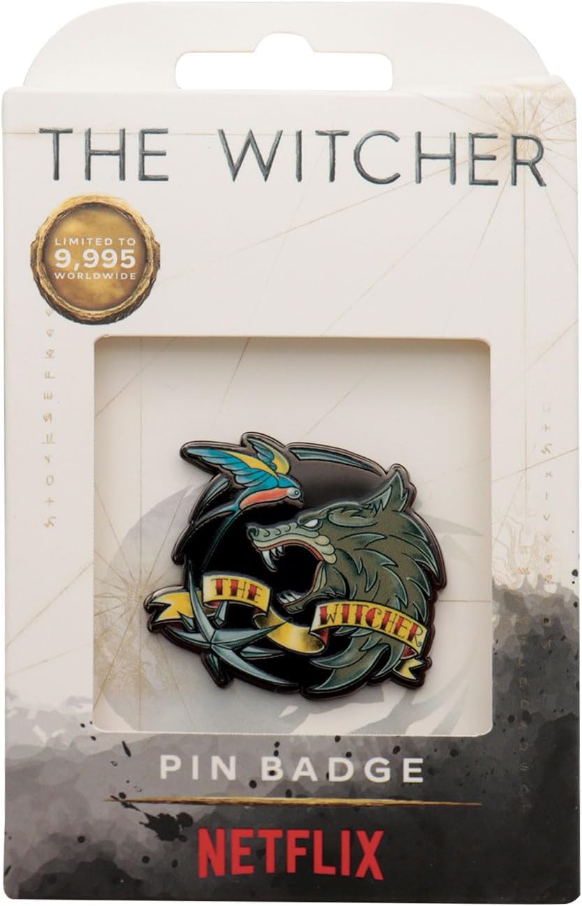 The Witcher Enamel Pin Badge – Official Limited Edition Collectible with Geralt White Wolf, Ciri Swallow & Yennefer Obsidian Star Symbols – Individually Numbered (9,995 Worldwide