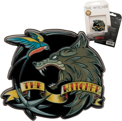 The Witcher Enamel Pin Badge – Official Limited Edition Collectible with Geralt White Wolf, Ciri Swallow & Yennefer Obsidian Star Symbols – Individually Numbered (9,995 Worldwide