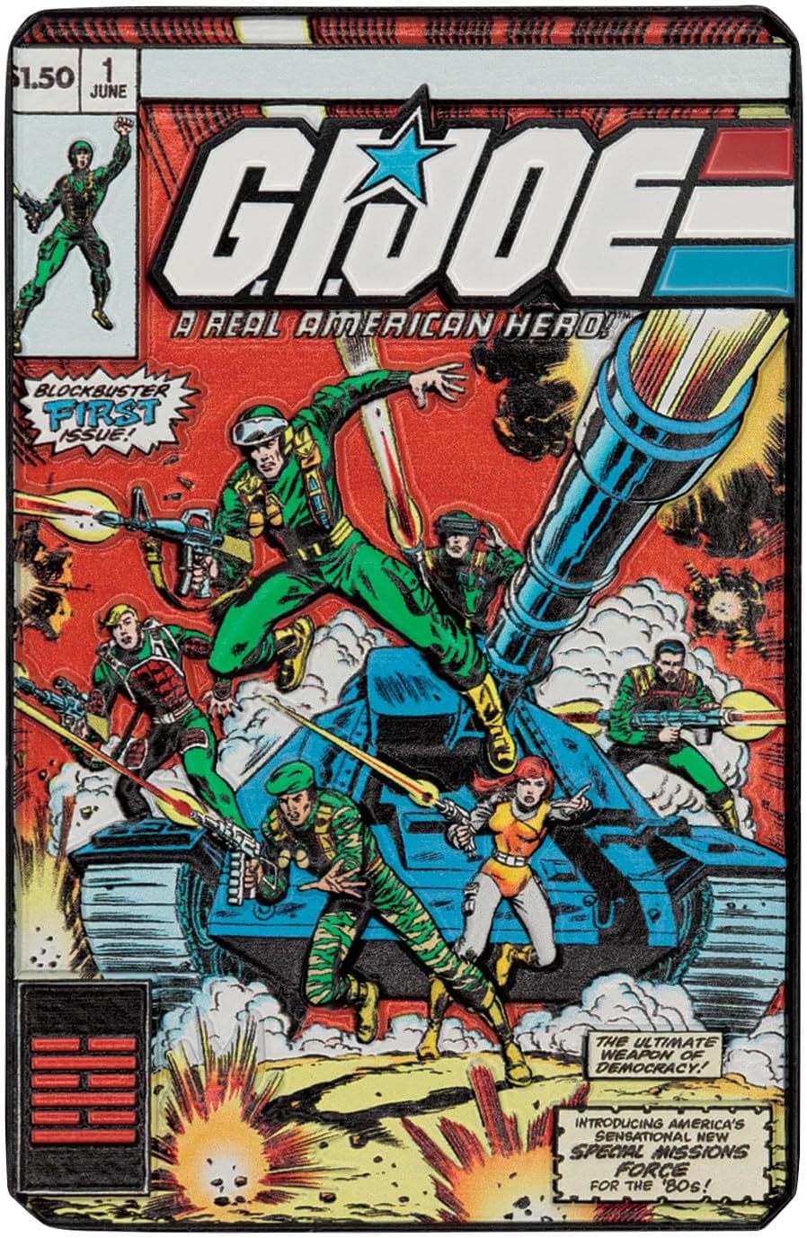 FaNaTtik G.I. Joe: A Real American Hero #1 Limited Edition Metal Ingot – Officially Licensed Collectible Replica Comic Cover, GI Joe Memorabilia for Fans & Collectors