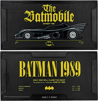 FaNaTtik Batman Batmobile Large Collectible Metal Ingot – Official Limited Edition 1989 Movie Memorabilia – Individually Numbered with Display Stand – 145 x 73.6mm, 5,000 Worldwide