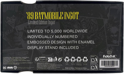 FaNaTtik Batman Batmobile Large Collectible Metal Ingot – Official Limited Edition 1989 Movie Memorabilia – Individually Numbered with Display Stand – 145 x 73.6mm, 5,000 Worldwide