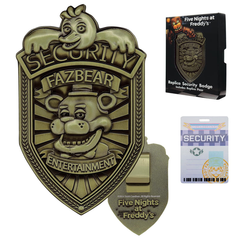 FaNaTtik Five Nights at Freddy's Limitierter Security Badge – Replica Ausweis, Antikmessing, 90x55mm, Nummeriert, Weltweit auf 5.000 Stück Limitiert, Mit Clip & Präsentationsbox