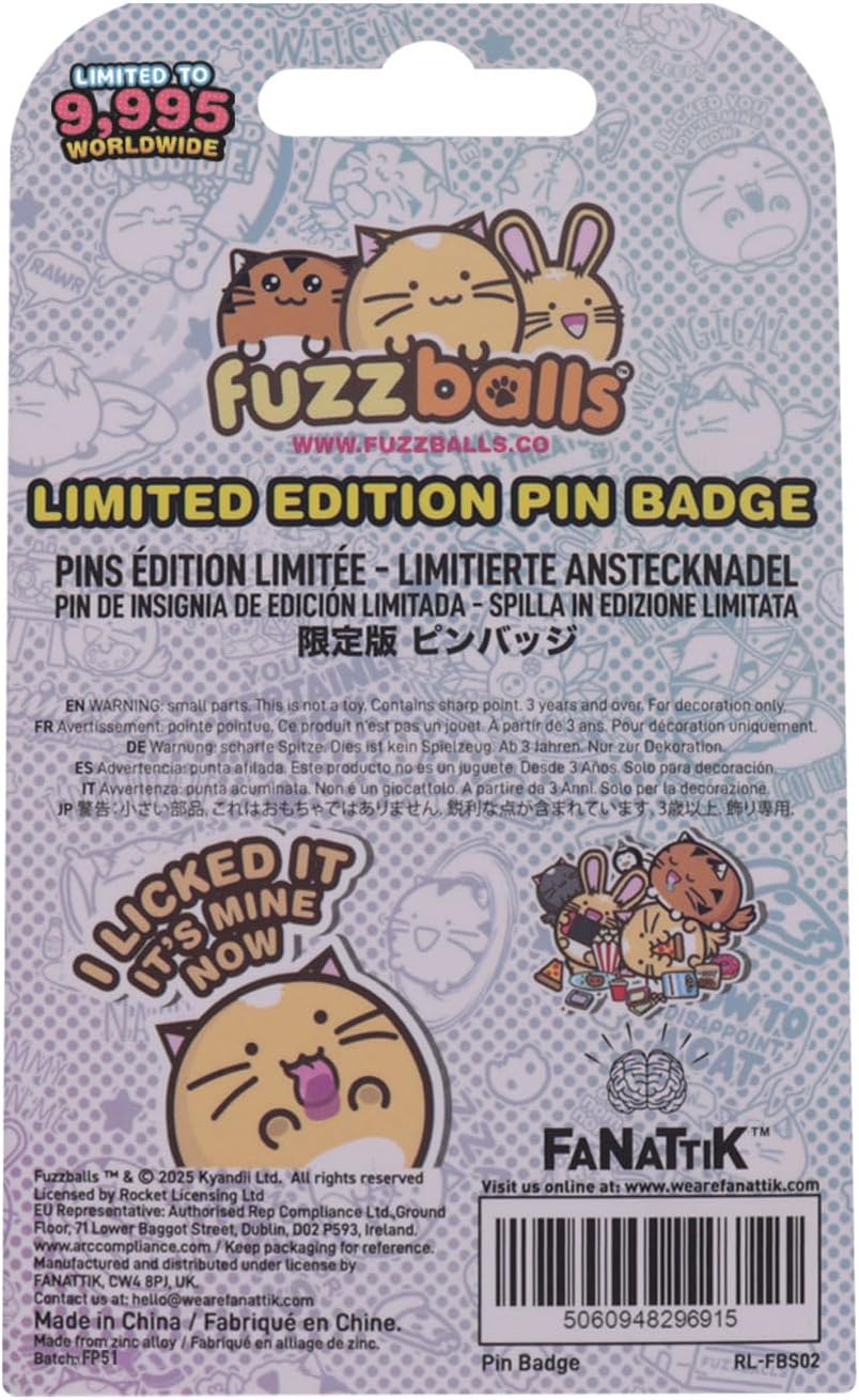 Fuzzballs Whisky “Will Work 4 Treats” Pin Badge – Officially Licensed Limited Edition 50x48.7mm Collectible