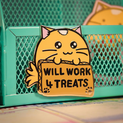 Fuzzballs Whisky “Will Work 4 Treats” Pin Badge – Officially Licensed Limited Edition 50x48.7mm Collectible