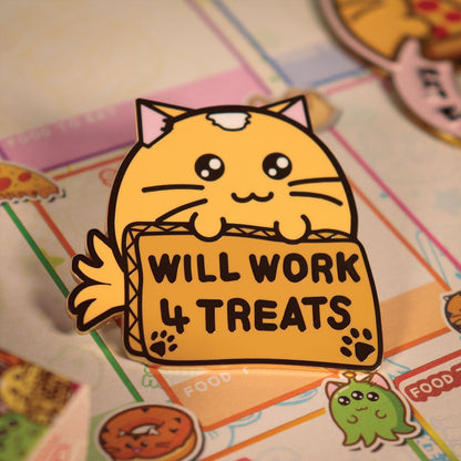 Fuzzballs Whisky “Will Work 4 Treats” Pin Badge – Officially Licensed Limited Edition 50x48.7mm Collectible