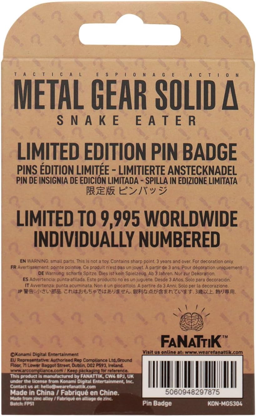 Metal Gear Solid Delta: Snake Eater – FOX Unit Limited Edition Pin Badge | Officially Licensed Collectible | Individually Numbered, 9,995 Worldwide