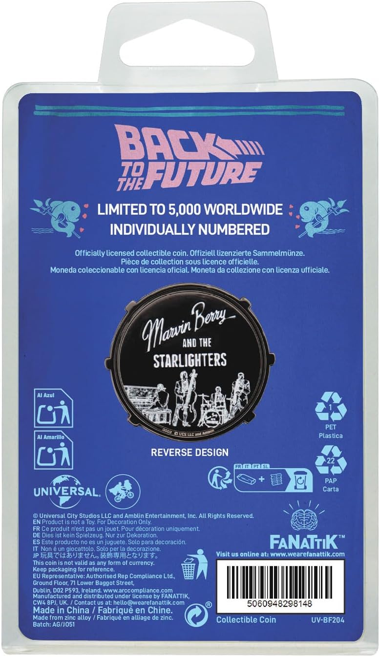 FaNaTtik Ritorno al futuro Marvin Berry & The Starlighters moneta da collezione – edizione limitata – numerata individualmente – licenza ufficiale Merchandise