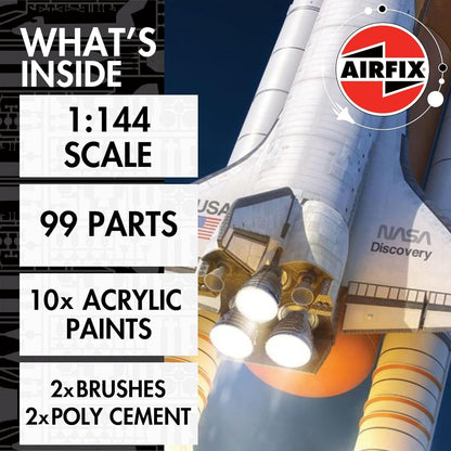 Airfix A50200 Space Shuttle Gift Set - Plastic Model Kits, Spacecraft Building Kits for Adults & Kids 8+, Includes: 1:144 Scale Model, Humbrol Acrylic Paints, Brushes & Poly Cement