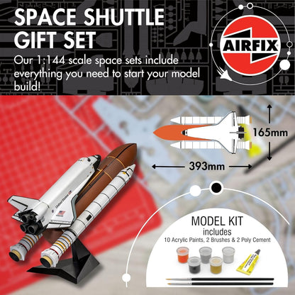 Airfix A50200 Space Shuttle Gift Set - Plastic Model Kits, Spacecraft Building Kits for Adults & Kids 8+, Includes: 1:144 Scale Model, Humbrol Acrylic Paints, Brushes & Poly Cement