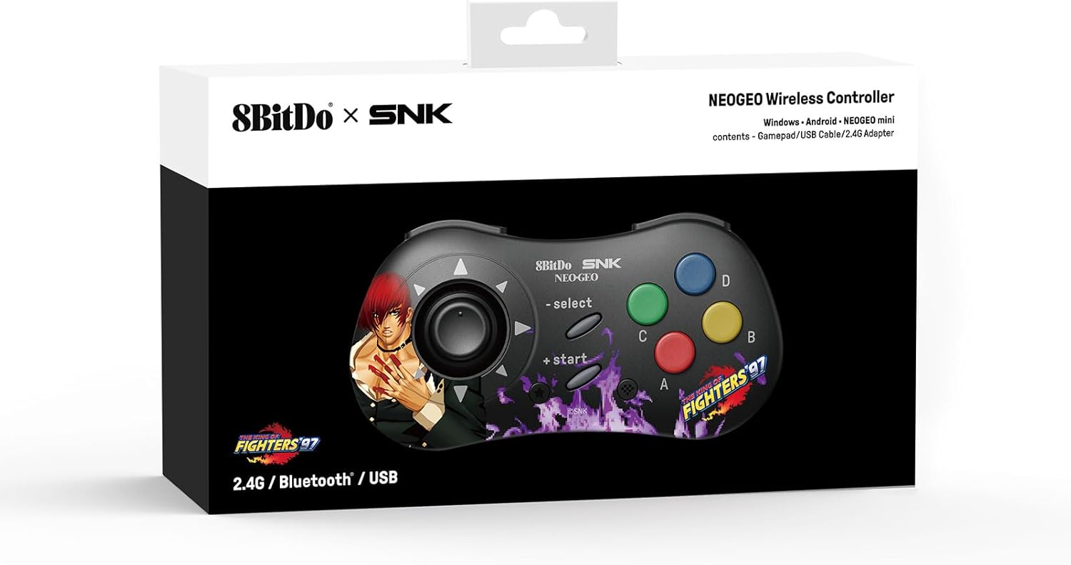 8Bitdo Iori Yagami Style SNK Neo Geo CD Bluetooth Controller, Compatible with Windows PC, Android and Neo Geo Mini