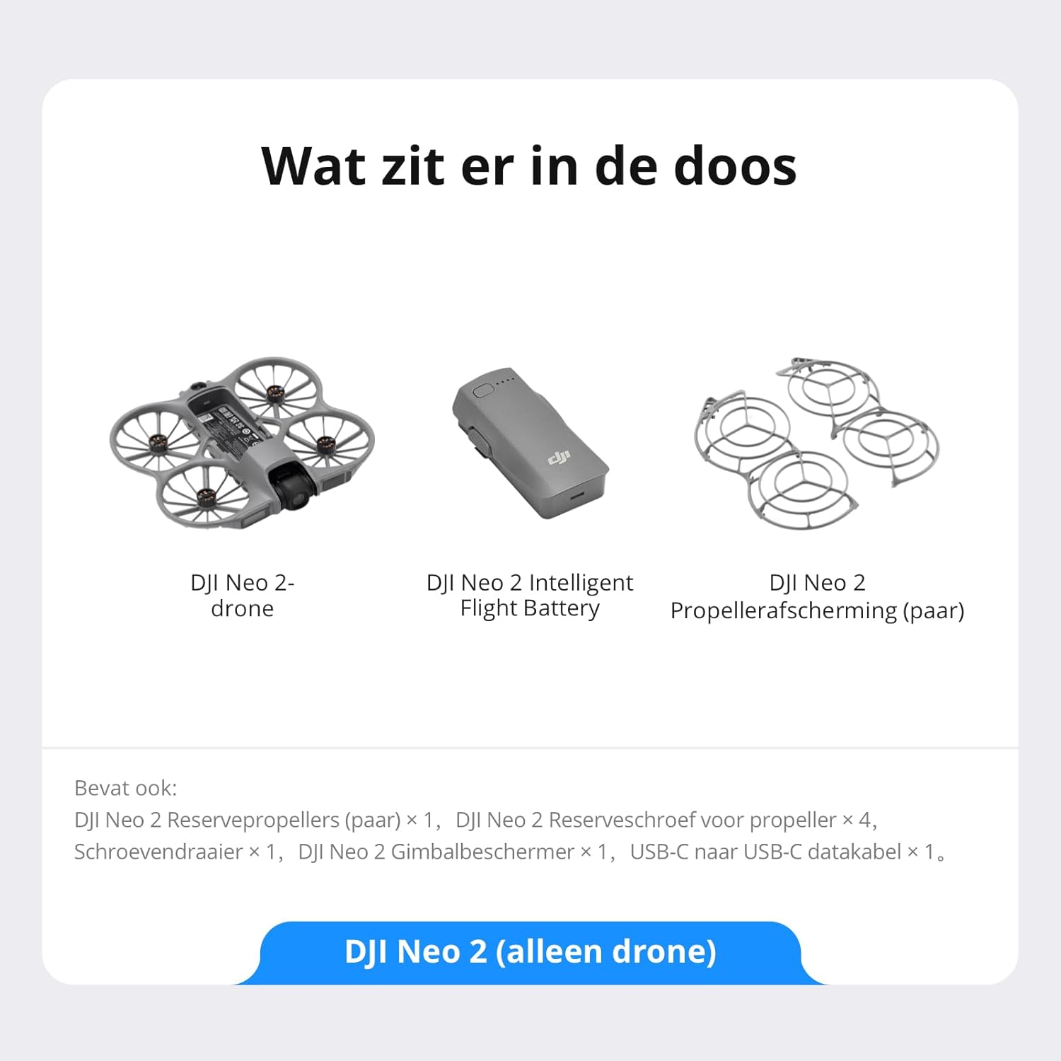 DJI Neo 2 (alleen drone), lichtgewicht en opvouwbare drone met camera, palmstart en -landing, gebarenbediening, ActiveTrack, omnidirectionele obstakeldetectie, 4K-drone voor beginners