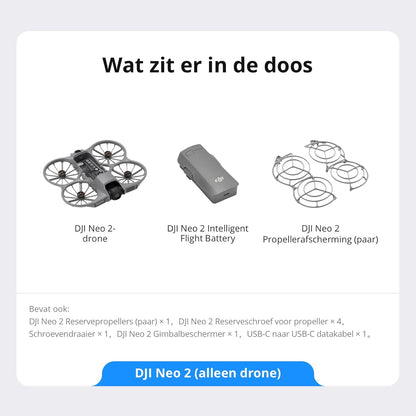 DJI Neo 2 (alleen drone), lichtgewicht en opvouwbare drone met camera, palmstart en -landing, gebarenbediening, ActiveTrack, omnidirectionele obstakeldetectie, 4K-drone voor beginners