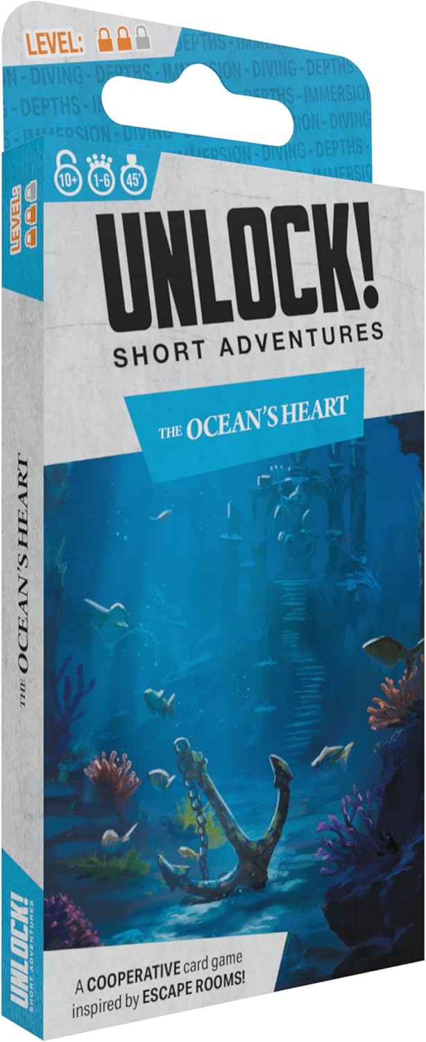 Asmodee | Unlock! Short Adventures 12: The Oceans Heart | Board Game | Ages 10+ | 1-6 Players | 45+ Minutes Playing Time