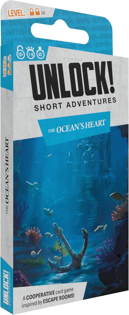 Asmodee | Unlock! Short Adventures 12: The Oceans Heart | Board Game | Ages 10+ | 1-6 Players | 45+ Minutes Playing Time