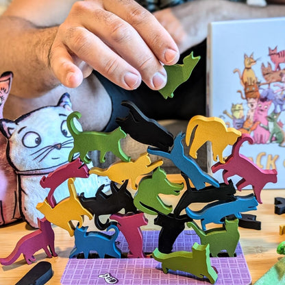 Stack O’ Cats – Family-Friendly Cat Tower Game | Adorable Wooden Dexterity Challenge & Party Fun for Kids and Adults | Up to 6 Players | Ages 5-95 | Balancing Board Game for Game Night