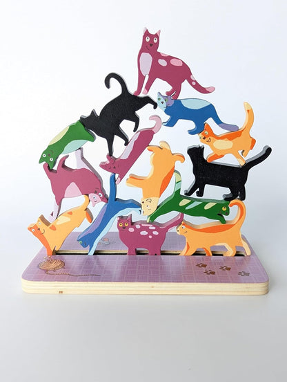 Stack O’ Cats – Family-Friendly Cat Tower Game | Adorable Wooden Dexterity Challenge & Party Fun for Kids and Adults | Up to 6 Players | Ages 5-95 | Balancing Board Game for Game Night