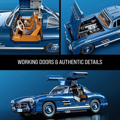 Mattel Brick Shop Hot Wheels Premium Series Building Set, Mercedes-Benz 300 SL with 1600 Pieces, Realistic Details and Metal Parts, Includes Metal Car, Father’s Day Gift for Adult Collectors, HWW25