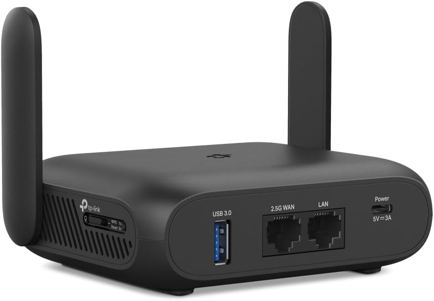 TP-Link TL-WR3602BE BE3600Mbps Wi-Fi 7 Travel Router, USB 3.0 and 2.5 Multi-Gig WAN Ports, Portable WiFi Router, VPN Client or Server, Hotspot, Access Point, USB Tethering