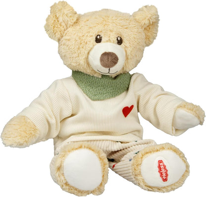 Heless 2516 - Poppenkleertjes ''Heart Confetti'', 3-delige set met ribfluwelen broek, T-shirt en sjaal, voor poppen en knuffels maat 35-45 cm