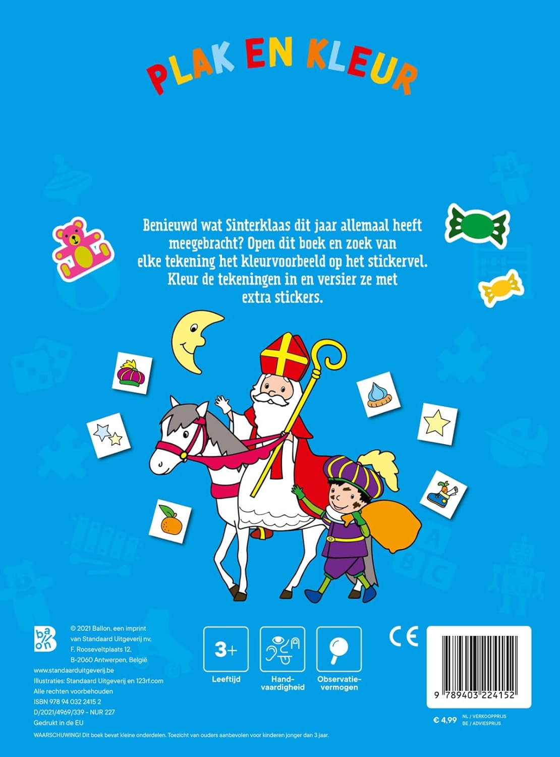 Standaard Uitgeverij - Plakken en kleuren Sinterklaas - 110 Stickers