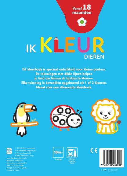 Standaard Uitgeverij - Mijn Allereerste Kleurboek - Ik kleur Dieren 18m+