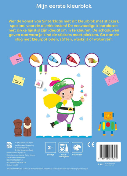 Standaard Uitgeverij - Mijn Allereerste Kleurblok met Stickers - Sinterklaas 2+
