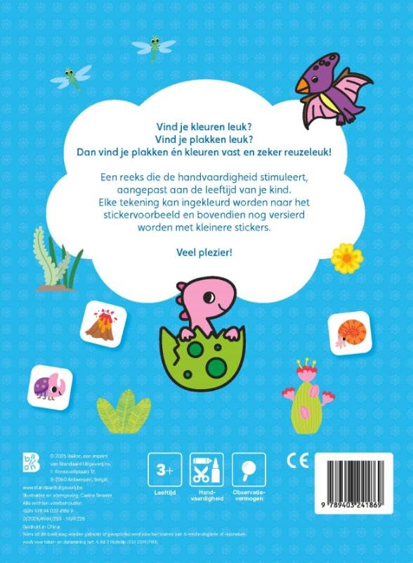 Standaard Uitgeverij - Plak en Kleur Peutertuin Dino\`s 2+