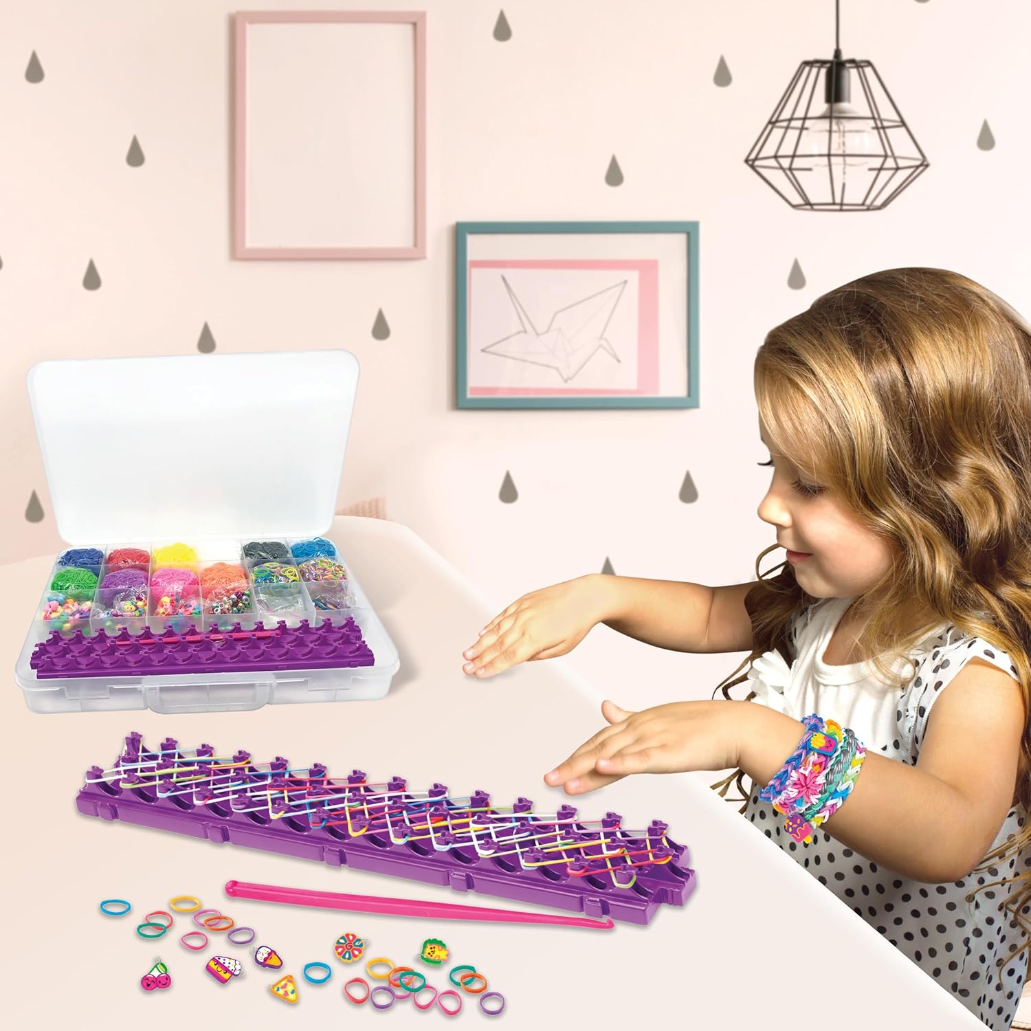 Lexibook, Gigantische Studio Set voor Elastiekjes Weven All-in-One, Blauw Groen Rood Geel Oranje Roze Paars Zwart, CRLOOM7