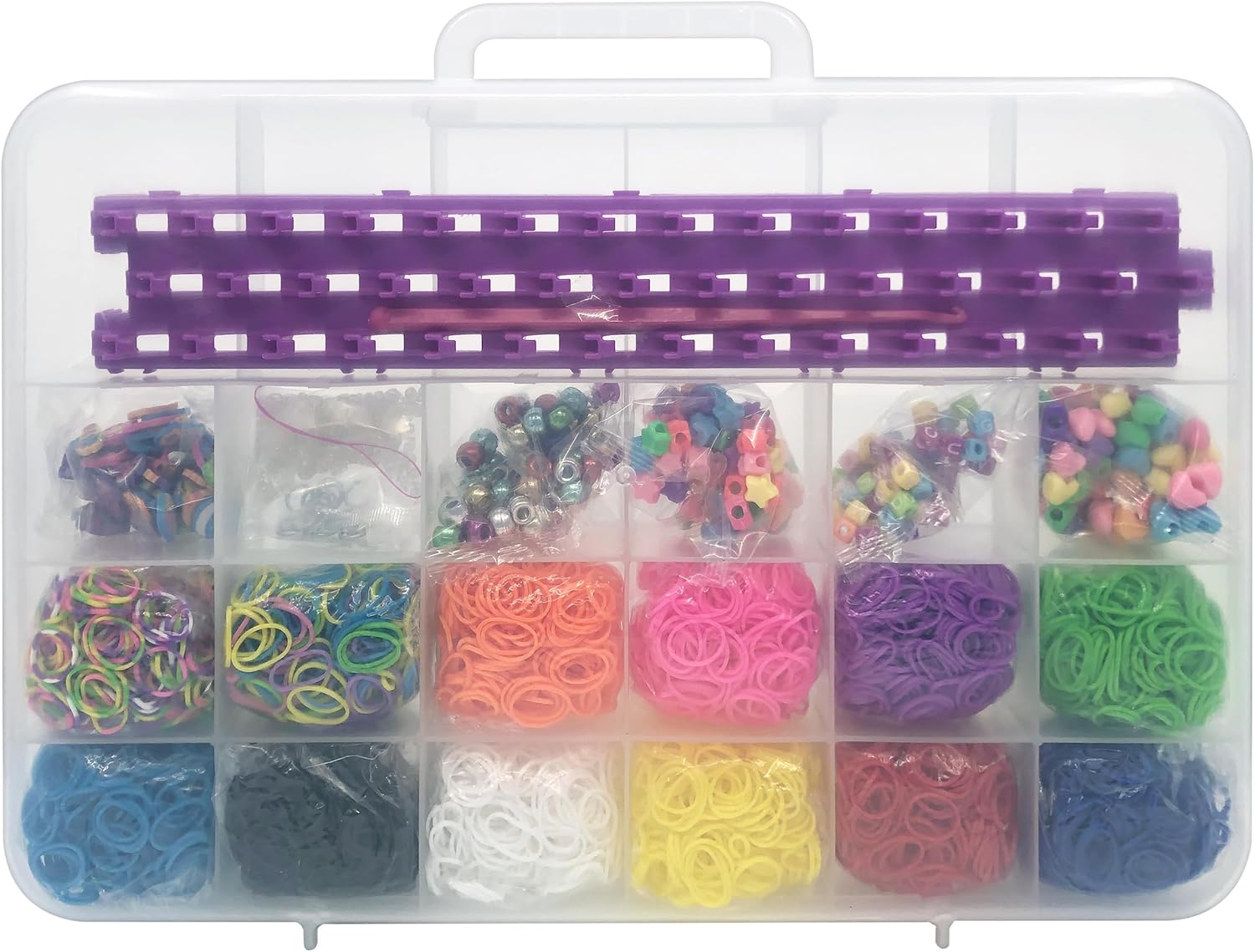 Lexibook, Gigantische Studio Set voor Elastiekjes Weven All-in-One, Blauw Groen Rood Geel Oranje Roze Paars Zwart, CRLOOM7