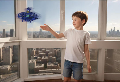 LEXIBOOK, RC UFO Flying Sonic with lights and gesture control, hands-free control with rechargeable battery, Blue, UFOSN