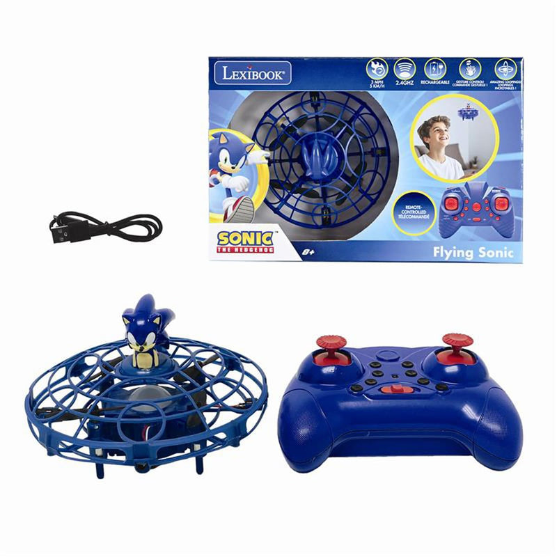LEXIBOOK, RC UFO Flying Sonic with lights and gesture control, hands-free control with rechargeable battery, Blue, UFOSN
