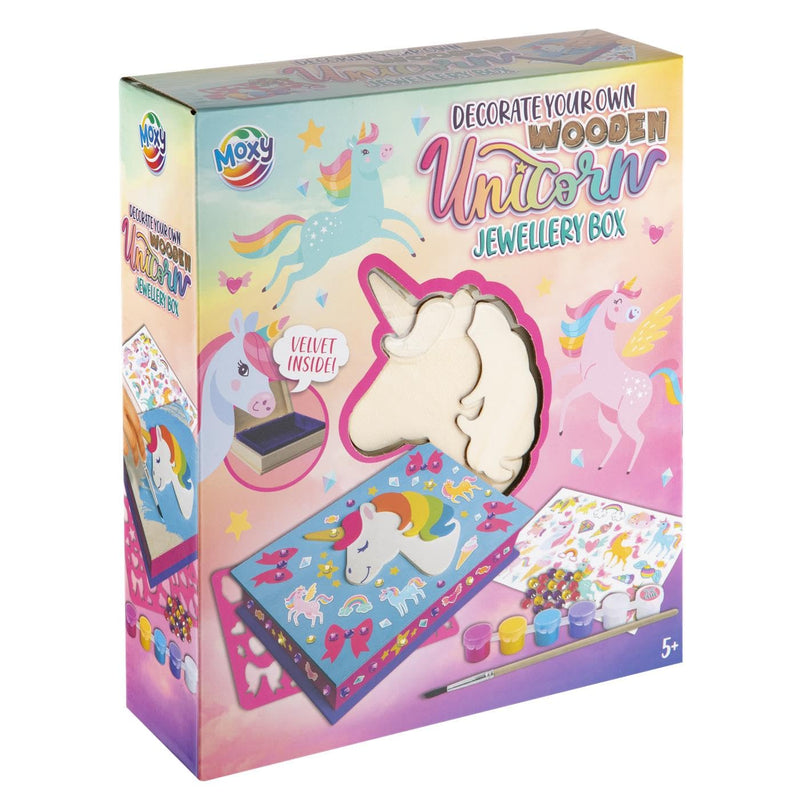 Moxy - Dyo Wooden Unicorn Jewellery Box +6 Paint/Stickers (200050)