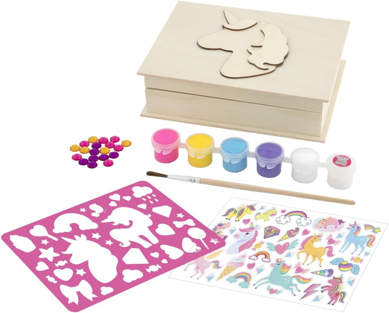 Moxy - Dyo Wooden Unicorn Jewellery Box +6 Paint/Stickers (200050)