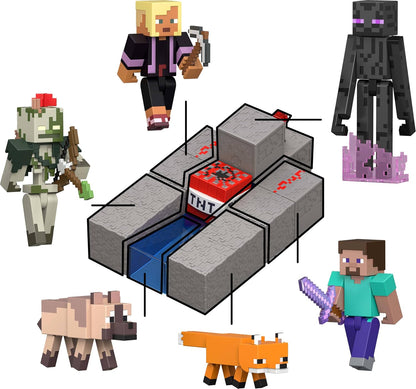 Mattel Minecraft Toys, Steve Action Figure with Accessory & Redstone Building Piece, 3.25-inch Scale Collectible Set Inspired by the Video Game, JJR85