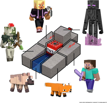 Mattel Minecraft-Spielzeuge, Enderman Actionfigur mit Zubehör und Redstone-Bauteil, vom Film inspiriertes Sammelset, maßstabsgetreu, ca. 8 cm groß, JJR88,