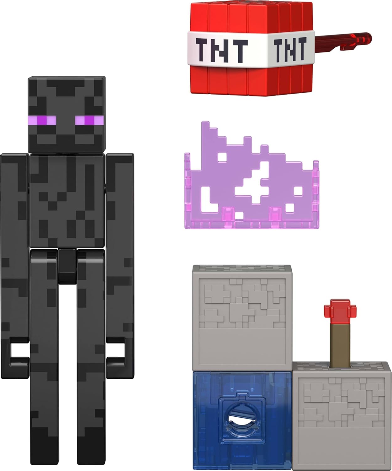 Mattel Minecraft-Spielzeuge, Enderman Actionfigur mit Zubehör und Redstone-Bauteil, vom Film inspiriertes Sammelset, maßstabsgetreu, ca. 8 cm groß, JJR88,