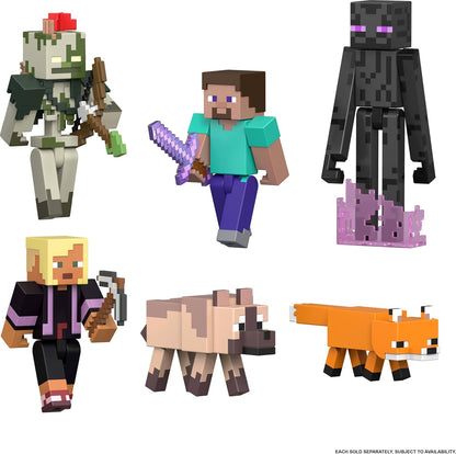 Mattel Minecraft-Spielzeuge, Enderman Actionfigur mit Zubehör und Redstone-Bauteil, vom Film inspiriertes Sammelset, maßstabsgetreu, ca. 8 cm groß, JJR88,