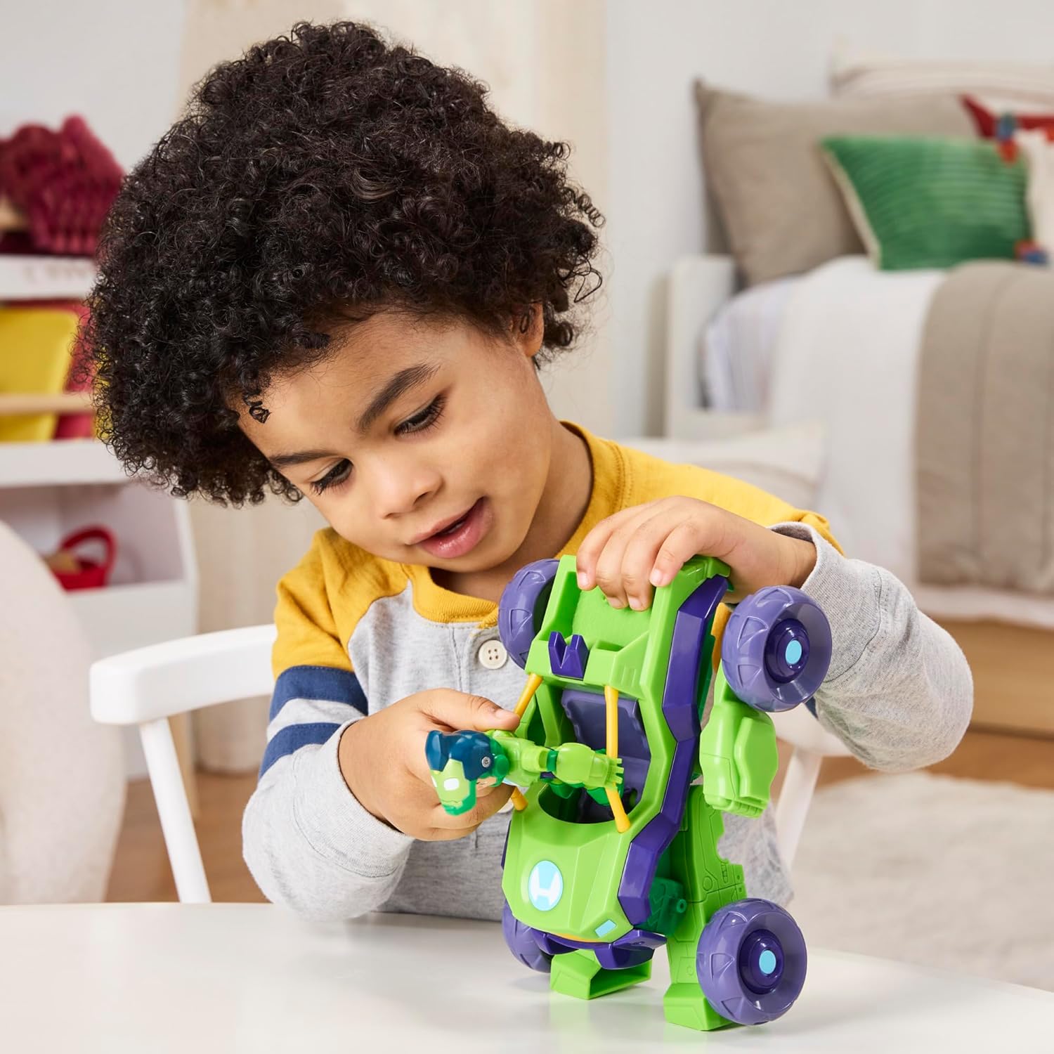 Iron Man and His Awesome Friends Marvel Iron Hulk 2-In-1 Mech Suit & Vehicle, Action Figure & Toy Vehicle, Pequeño