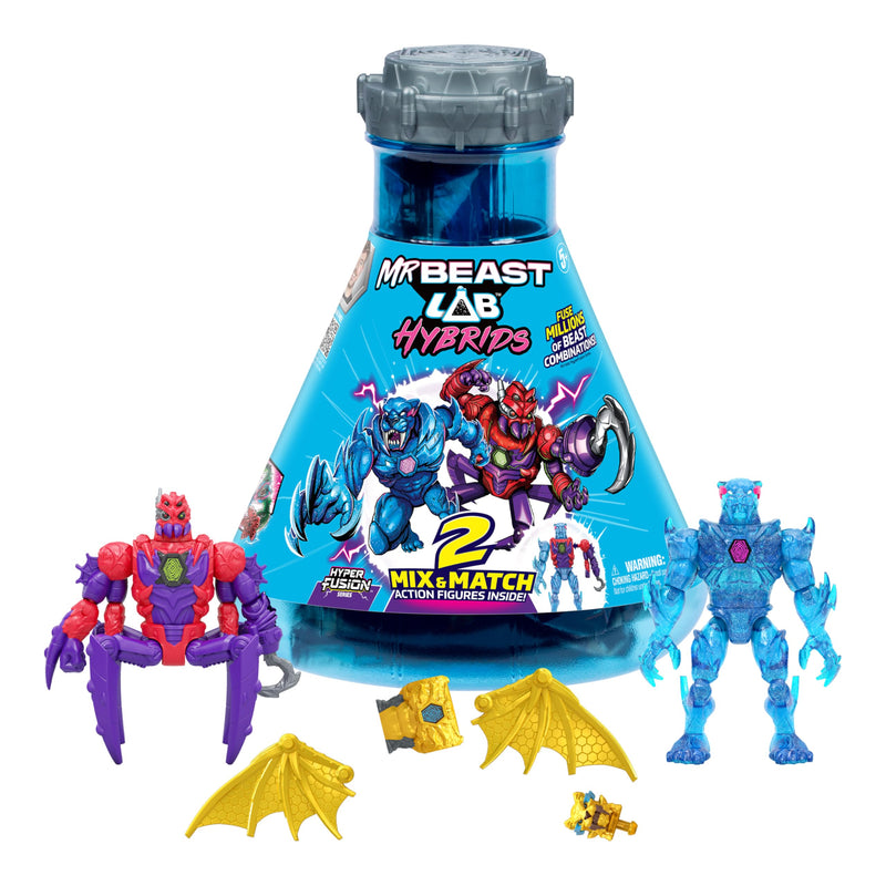 MRBEAST LAB Hybrids Multi Pack, Reveal Different Hybrid Parts To Create 2 Mix & Match Action Figures, Plus Parts Of The Golden Panther Dragon, Fuse Millions Of Beast Combinations, Collect 30+ Beasts