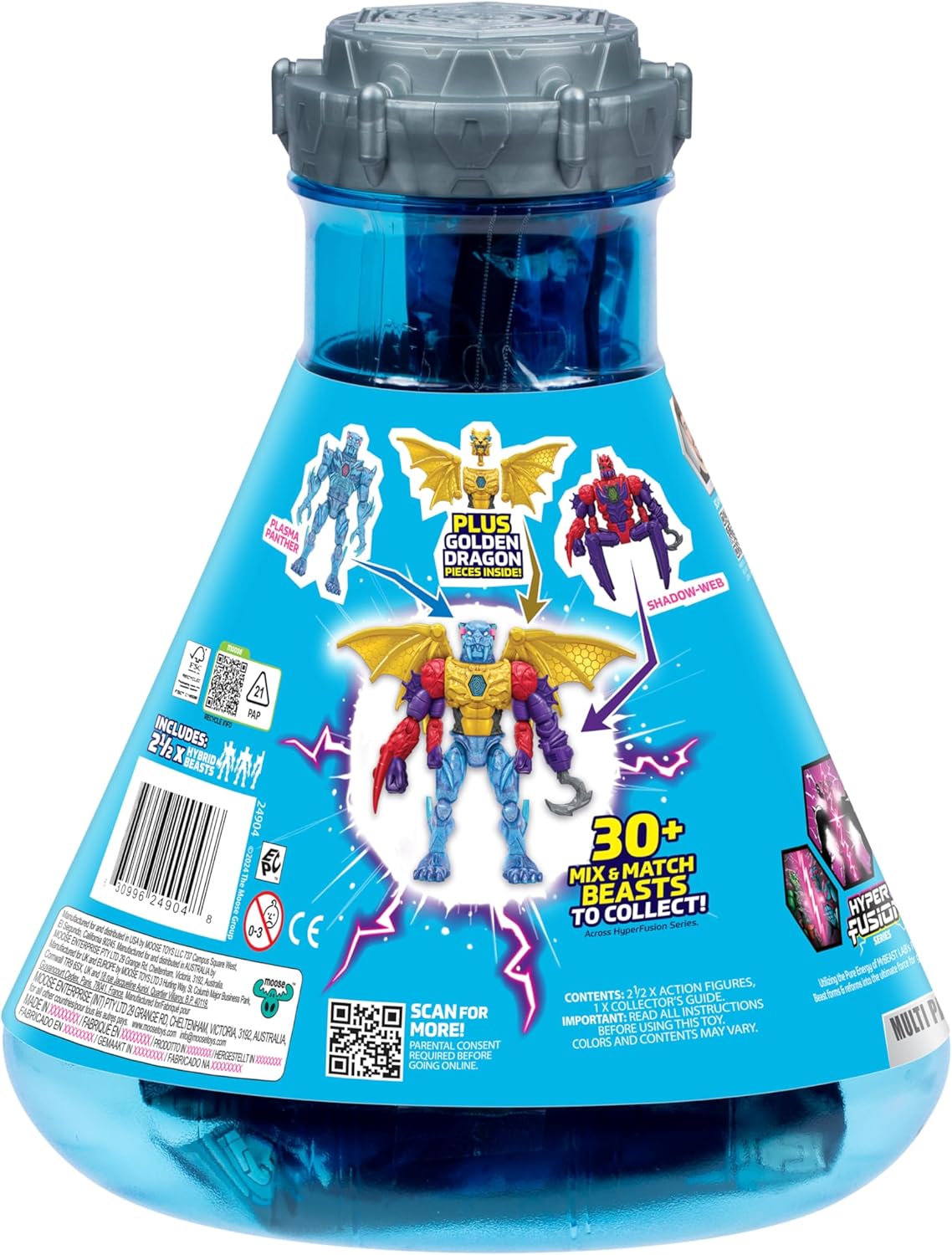 MRBEAST LAB Hybrids Multi Pack, Reveal Different Hybrid Parts To Create 2 Mix & Match Action Figures, Plus Parts Of The Golden Panther Dragon, Fuse Millions Of Beast Combinations, Collect 30+ Beasts