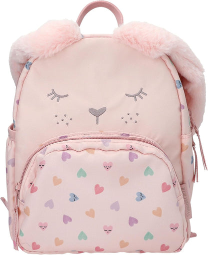 Depesche 13726 Princess Mimi Party Backpack in Pink with Rabbit Face, Plush Ears and Heart Pattern, Bag with Adjustable Straps